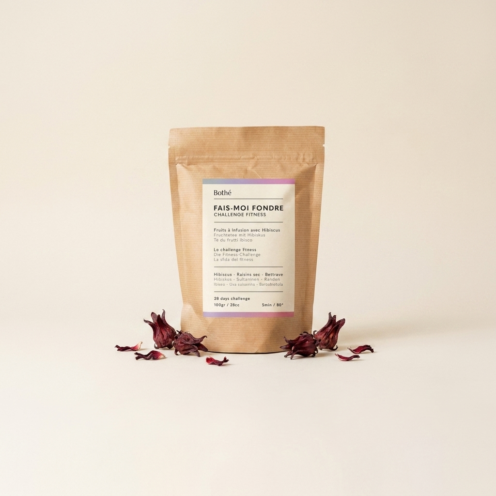 Infusion drainante Fais-Moi Fondre de Bothé — hibiscus et fruits entiers, packshot crème
