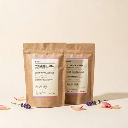 Deux sachets Bothé WONDER MAMA, cure de 2 mois, avec brins de lavande et pétales de rose